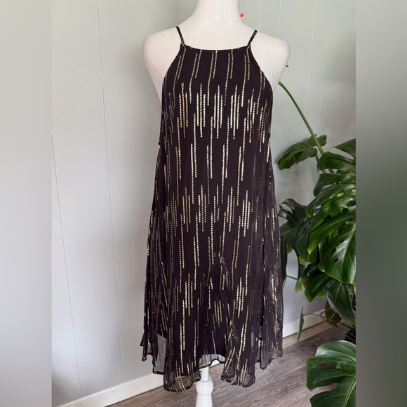 EN Crème sheer strap shoulder dress size L - Picture 1 of 9